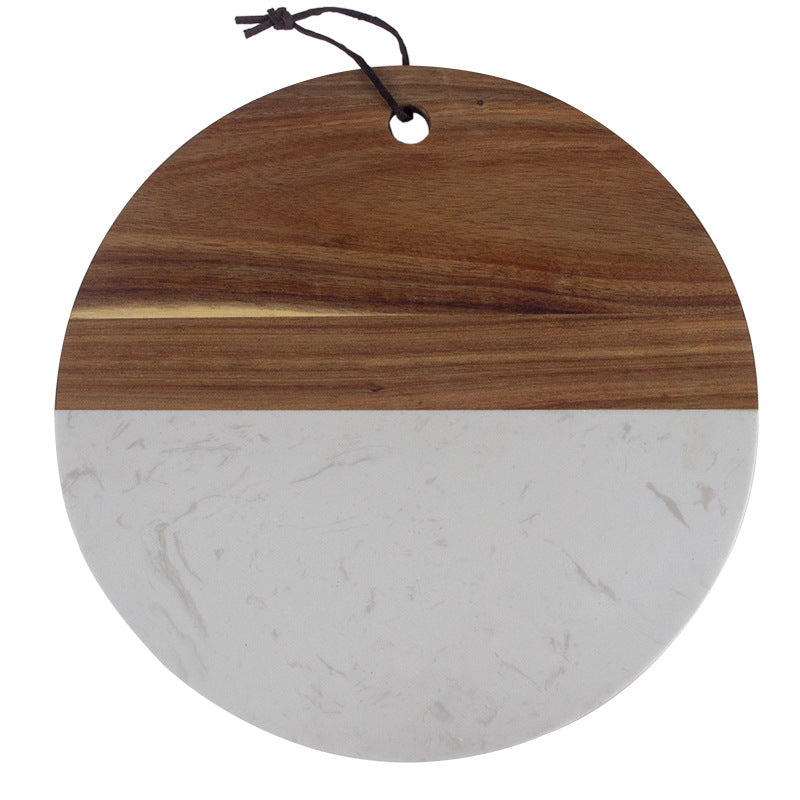 Round Marble & Rosewood Cutting Board