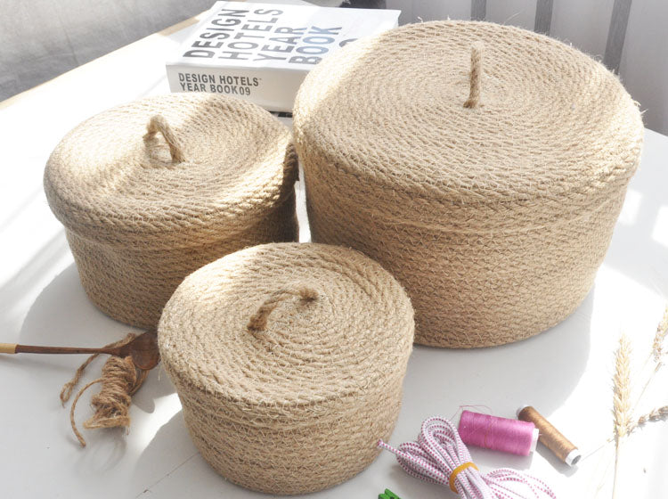 Japanese Linen Storage Basket with Lid