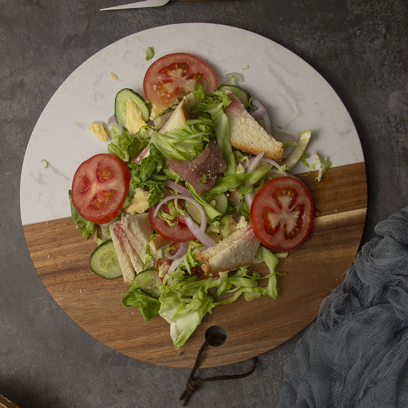 Round Marble & Rosewood Cutting Board