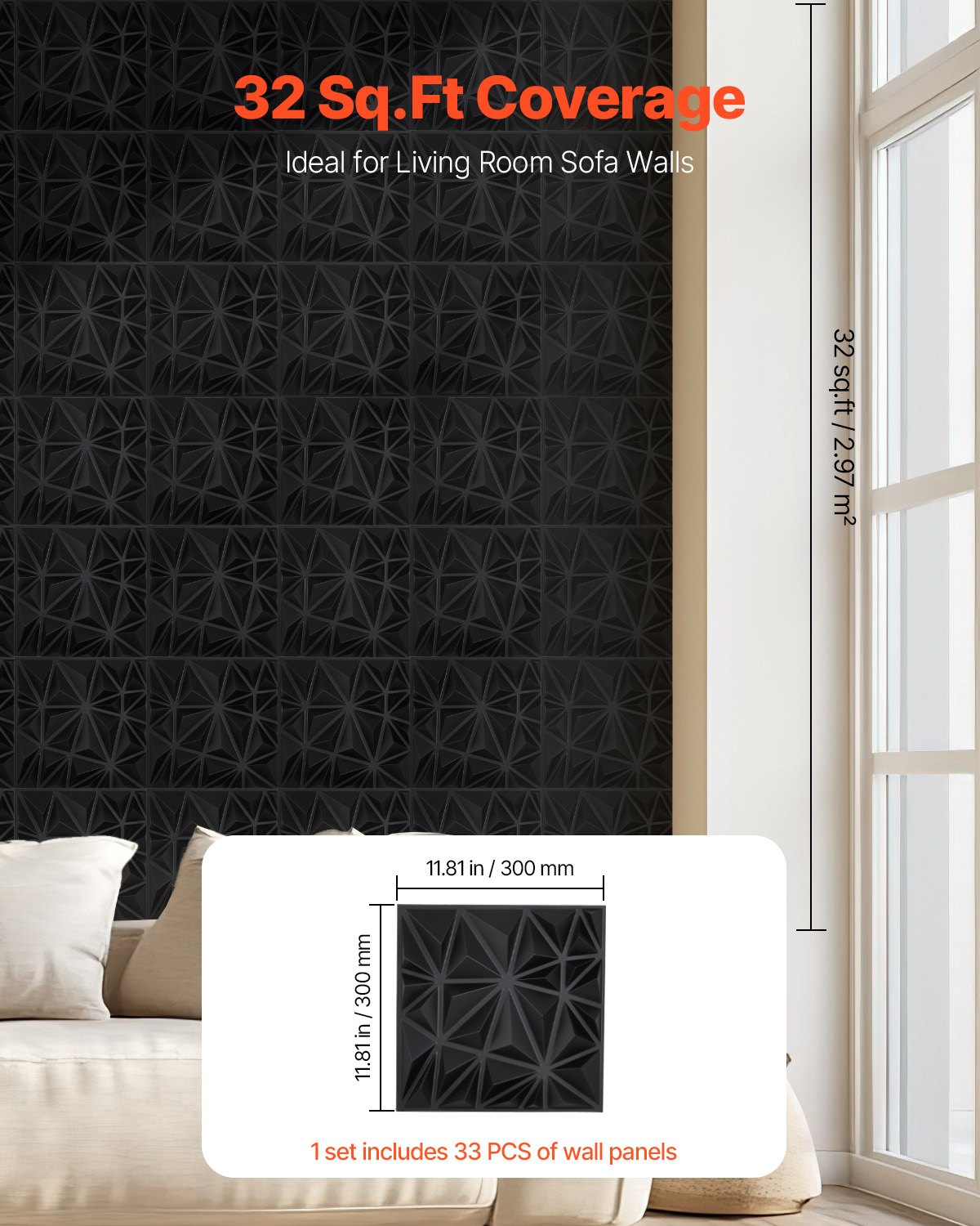 3D Diamond PVC Wall Panels (33-Pack)