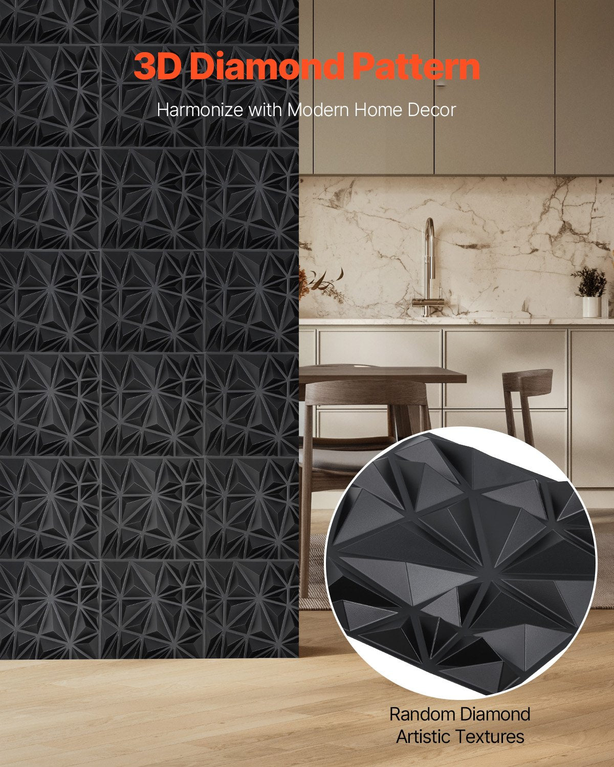 3D Diamond PVC Wall Panels (33-Pack)