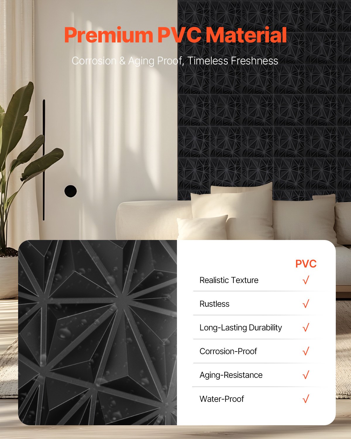 3D Diamond PVC Wall Panels (33-Pack)
